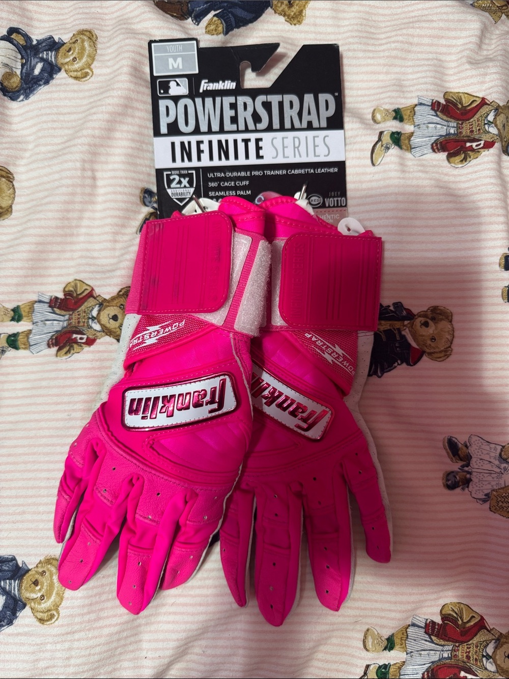 Franklin Powerstrap Infinite Series Batting Gloves in Hot Pink